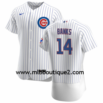 Homme Maillot Chicago Cubs Baseball MLB Ernie Banks 14  Blanc Domicile Player