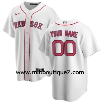 Enfant Maillot Baseball MLB Boston Red Sox  Blanc Domicile Personnalisé